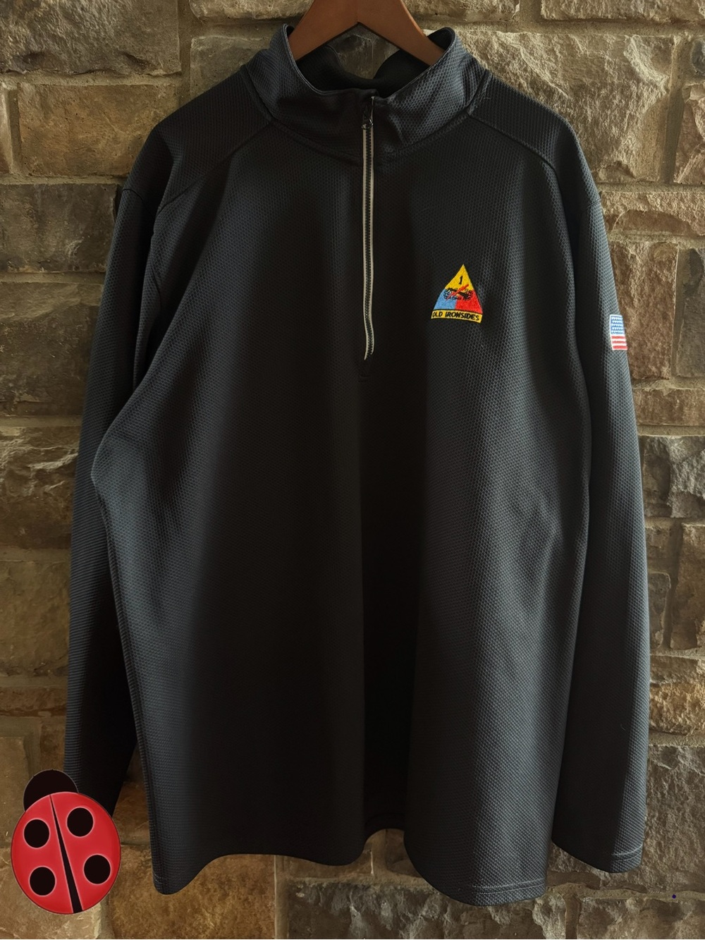 Army First Armored Division Men's Black Quarter-Zip Performance Pullover  - XXL